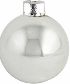 Χριστουγεννιάτικη Μπάλα 8εκ. Γυάλινη Γιαλιστερή Ασημί (GLB-S8S)