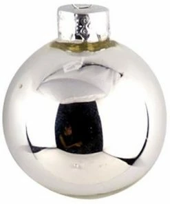 Χριστουγεννιάτικη Μπάλα Γυάλινη Γυαλιστερή Ασημί 10 εκ. (GLB-S10S)
