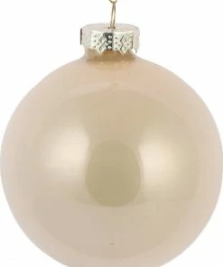 Χριστουγεννιάτικη Μπάλα Γυάλινη Γυαλιστερή Περλε Κρεμ 8 εκ. (GLB-PE8CR)