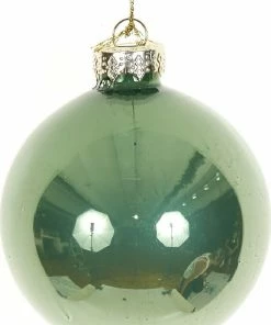 Χριστουγεννιάτικη Μπάλα Γυάλινη Γυαλιστερή Πράσινο Μέντας 8 εκ. (GLB-S8ME)