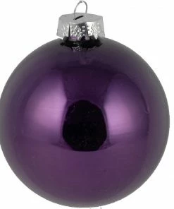 Χριστουγεννιάτικη Μπάλα Γυάλινη Γυαλιστερή Σκούρο Μωβ 8 εκ. (GLB-S8DPU)