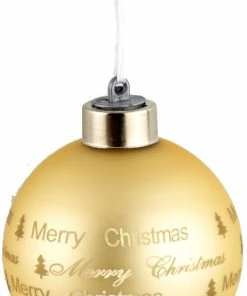 Χριστουγεννιατικη Μπαλα 8Εκ.Γυαλινη Merry Christmas Χρυσή Ματ Με Led (GLB3059-8G)