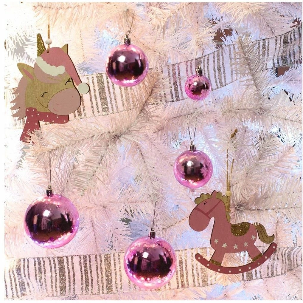 Christakopoulos Χριστουγεννιάτικη Μπάλα Ροζ 8εκ. Σετ 6 τμχ (53087-4)