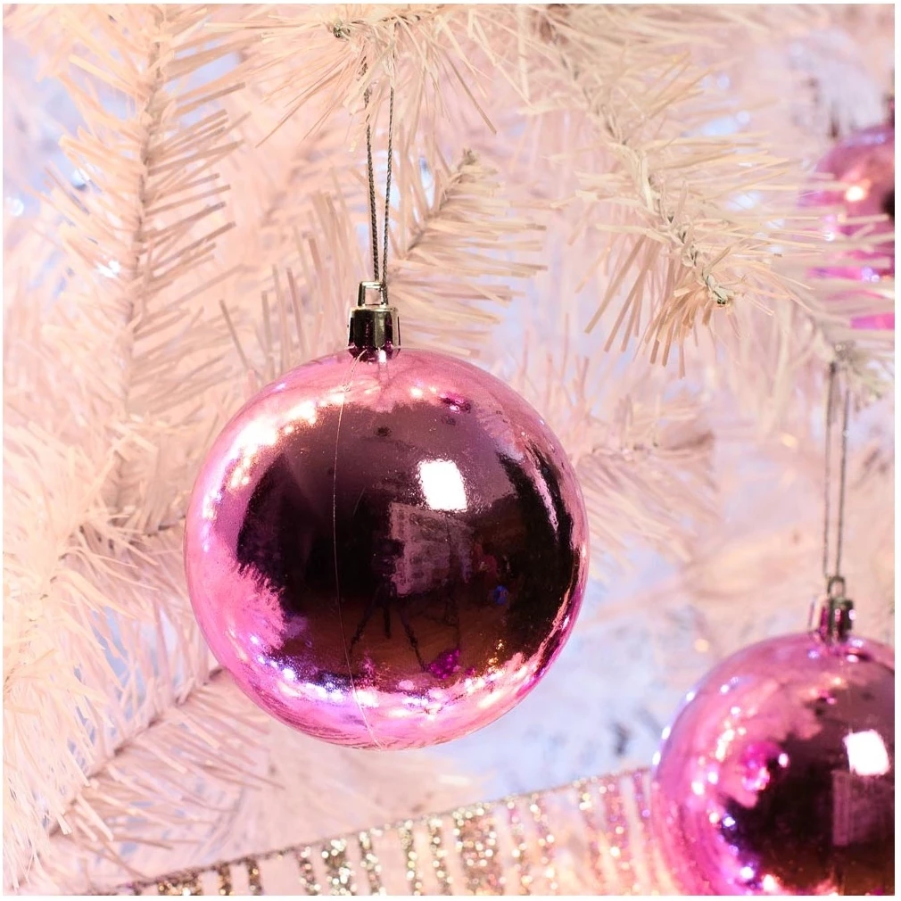 Christakopoulos Χριστουγεννιάτικη Μπάλα Ροζ 8εκ. Σετ 6 τμχ (53087-4) - Image 2