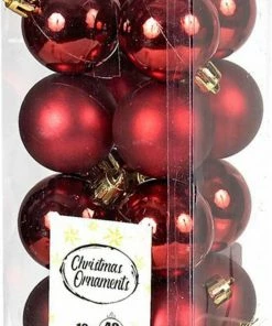 Χριστουγεννιάτικες Μπάλες Πλαστικές Σετ 16 Τεμαχίων Μπορντό 4 εκ. (04.TB-4016/BU)