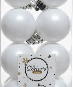 Χριστουγεννιάτικες Μπάλες Πλαστικές Σετ 16 Τεμαχίων Λευκό 4 εκ. (04.TB-4016/W)