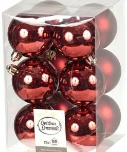 Χριστουγεννιάτικες Μπάλες Πλαστικές Σετ 12 Τεμαχίων Μπορντό 6 Εκ. (04.TB-6012/BU)