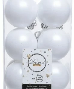 Χριστουγεννιάτικες Μπάλες Πλαστικές Σετ 12 Τεμαχίων Λευκό 6 Εκ. (04.TB-6012/W)