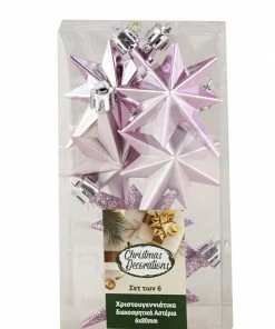 Epam Χριστουγεννιάτικο Κρεμαστό Αστέρι Ροζ 8 εκ σετ 6 τμχ (04.TB-9006/P)