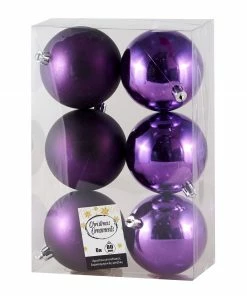 Epam Χριστουγγενιάτικη Πλαστική Μπάλα 8 εκ σετ 6 τμχ Μωβ (04.TB-8006/PU)
