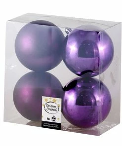 Epam Χριστουγεννιάτικη Πλαστική Μπάλα 10 εκ σετ 4 τμχ Μωβ (04.TB-10004/PU)