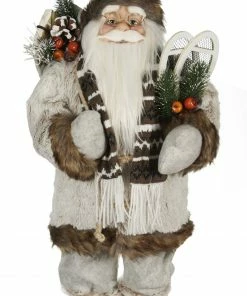 Epam Χριστουγεννιάτικος Διακοσμητικός Αγιος Βασίλης 45εκ. Καφέ – Γκρι (XMT-18078B)