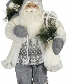 Epam Χριστουγεννιάτικος Διακοσμητικός Άγιος Βασίλης 30εκ. Λευκό – Γκρι (XMT-12001B)