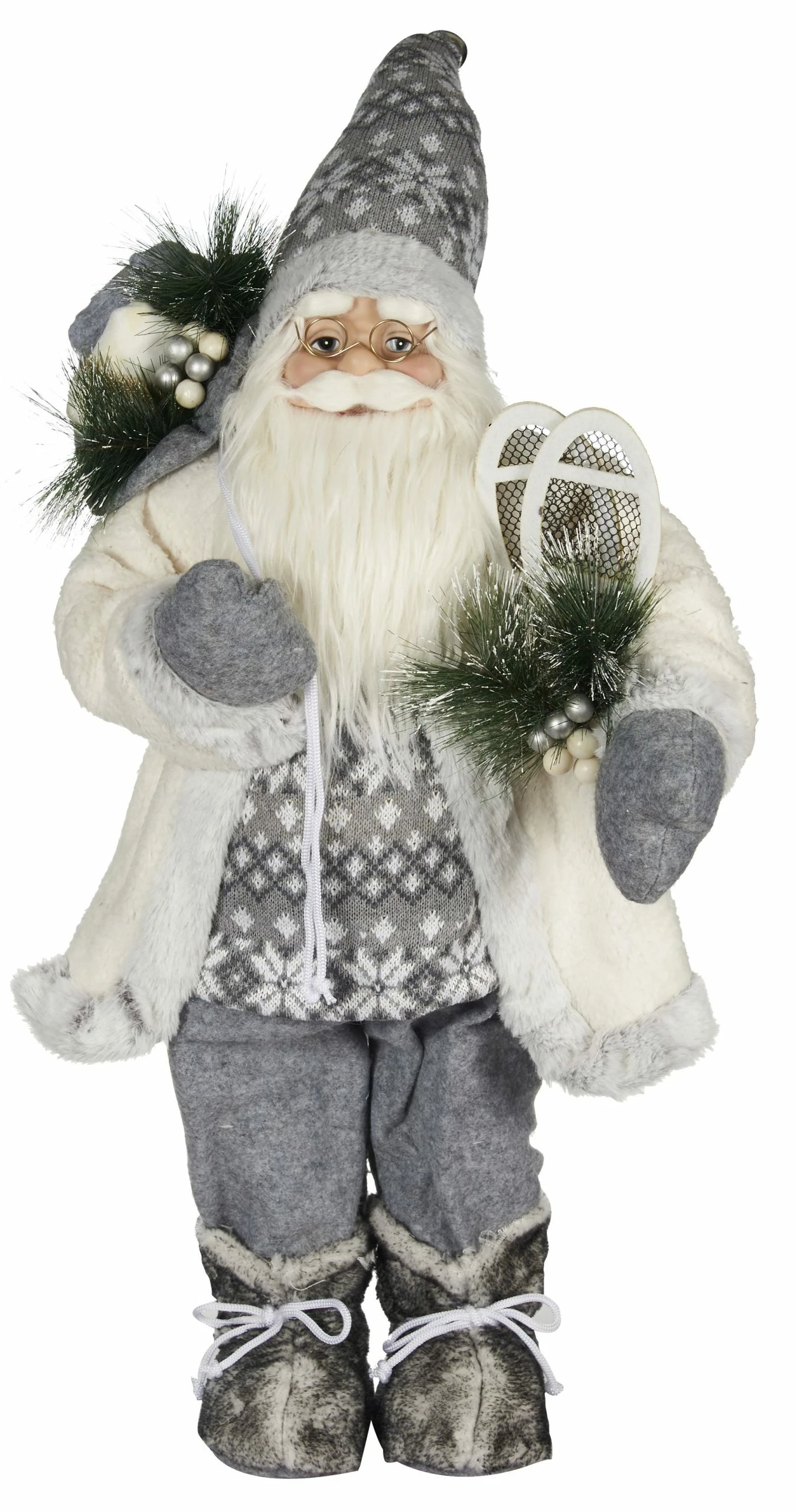 Epam Χριστουγεννιάτικος Διακοσμητικός Άγιος Βασίλης 45εκ. Λευκό – Γκρι (XMT-18001B)