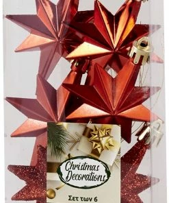 Epam Χριστουγεννιάτικο Κρεμαστό Αστέρι 8 εκ. Σετ 6 Κόκκινο (04.TB-9006/R)