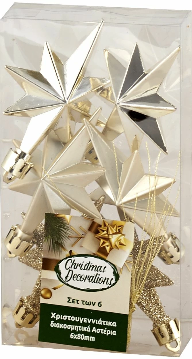 Epam Χριστουγεννιάτικο Κρεμαστό Αστέρι 8 εκ. Σετ 6 Σαμπανί (04.TB-9006/CH)