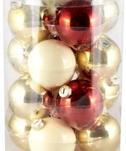 Epam Χριστουγεννιάτικη Μπάλα Γυάλινη 8 εκ. Χρυσό Κόκκινο Κρεμ (GLB-8016/GOLDEN)
