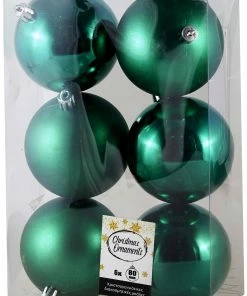 Epam Χριστουγεννιάτικη Μπάλα Πλαστική 8 εκ. Σετ 6 Σμαραγδί (04.TB-8006/SM)