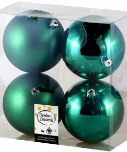 Epam Χριστουγεννιάτικη Μπάλα Πλαστική 10εκ. Σετ 4 Σμαραγδί (04.TB-10004/SM)