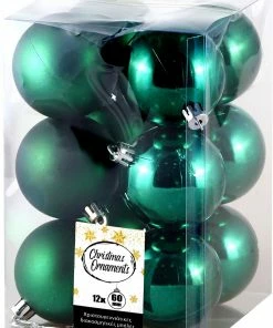 Epam Χριστουγεννιάτικη Μπάλα Πλαστική 6εκ. Σετ 12 Σμαραγδί (04.TB-6012/SM)