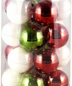 Epam Χριστουγεννιάτικη Μπάλα Γυάλινη 8 εκ. Κόκκινο Πράσινο Λευκό (GLB-8016/RGW)