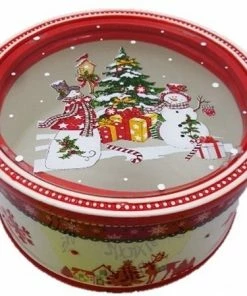 Χριστουγεννιατικη Κεραμικη Μπισκοτιερα Στρογγυλη 10Χ10Χ12Εκ. (04.YM17411-3)