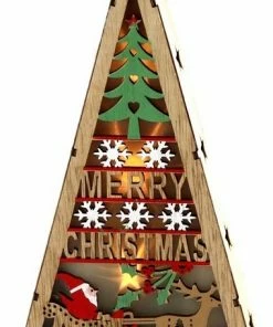 Χριστουγεννιατικο Ξυλινο Δεντρακι Με Φως 23Χ11.5Χ3.5Εκ. (04.JK-72534)