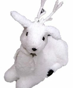 Χριστουγεννιατικο Διακοσμητικο Καθιστο Ελαφι Λευκο 21Χ11Χ22Εκ. (04.TA15651D)