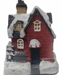 Χριστουγεννιατικο Διακοσμητικο Σπιτακι Πολυρεζινης Με Φως 5.5X4,5X7Εκ. 4 Σχεδια (04.R16146)
