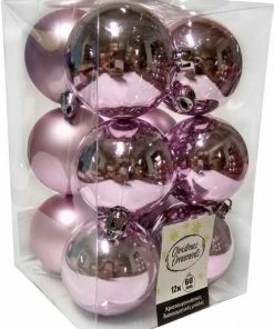Χριστουγεννιατικη Μπαλα Πλαστικη 6Αρα Σετ 12Τμχ Ροζ (04.TB-6012/P)