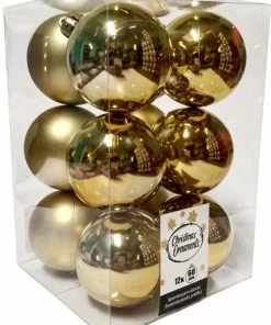 Χριστουγεννιατικη Μπαλα Πλαστικη 6Αρα Σετ 12Τμχ Χρυση (04.TB-6012/G)