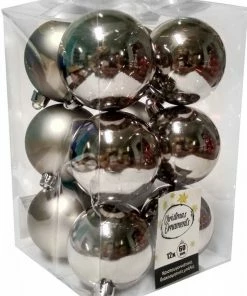 Χριστουγεννιατικη Μπαλα Πλαστικη 6Αρα Σετ 12Τμχ Γκρι (04.TB-6012/GR)