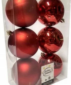 Χριστουγεννιατικη Μπαλα Πλαστικη 8Αρα Σετ 6Τμχ Κοκκινη (04.TB-8006/R)
