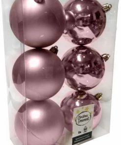 Χριστουγεννιατικη Μπαλα Πλαστικη 8Αρα Σετ 6Τμχ Ροζ (04.TB-8006/P)