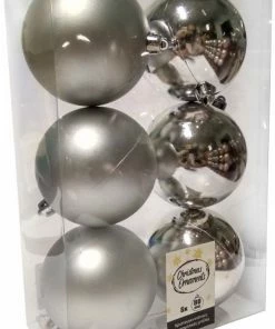 Χριστουγεννιατικη Μπαλα Πλαστικη 8Αρα Σετ 6Τμχ Γκρι (04.TB-8006/GR)
