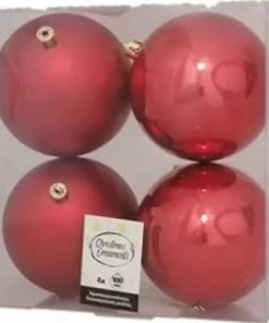 Χριστουγεννιατικη Μπαλα Πλαστικη 10Αρα Σετ 4Τμχ Κοκκινη (04.TB-10004/R)