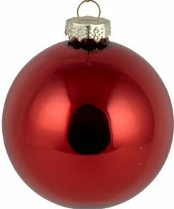 Χριστουγεννιατικη Μπαλα 8Εκ.Γυαλινη Γυαλιστερη Κοκκινη (GLB-S8R)