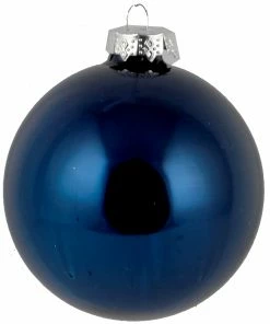 Χριστουγεννιατικη Μπαλα 8Εκ.Γυαλινη Γυαλιστερη Σκουρο Μπλε (GLB-S8DB)