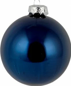 Χριστουγεννιατικη Μπαλα 10Εκ.Γυαλινη Γυαλιστερη Σκουρο Μπλε (GLB-S10DB)