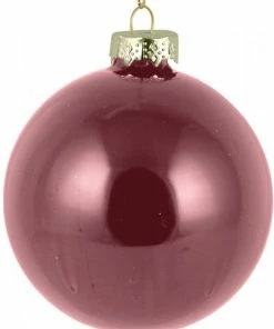 Χριστουγεννιατικη Μπαλα 8Εκ.Γυαλινη Γυαλιστερη Dusty Pink (GLB-S8DP)