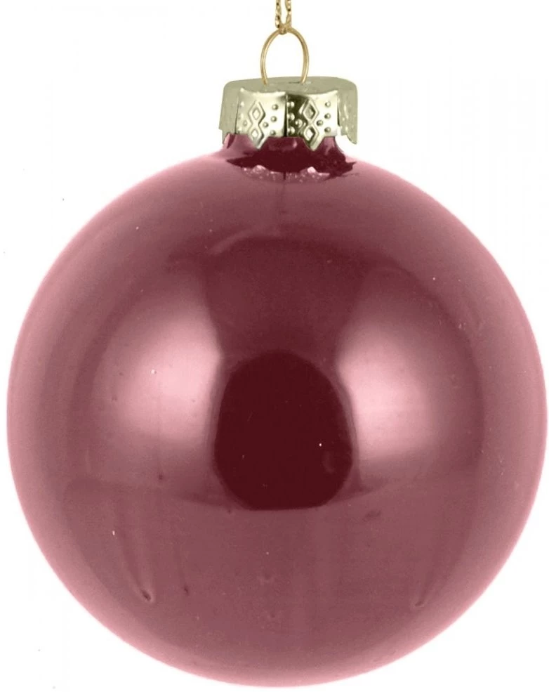 Χριστουγεννιατικη Μπαλα 8Εκ.Γυαλινη Γυαλιστερη Dusty Pink (GLB-S8DP)