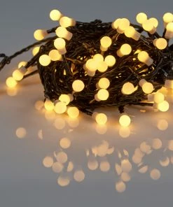 Χριστουγεννιατικο Λεντακι 200L Μεγαλη Μπαλα Μαυρο Καλωδιο Θερμο Λευκο 31V 1Εκ. (XLBALLS200-BWW/31V)