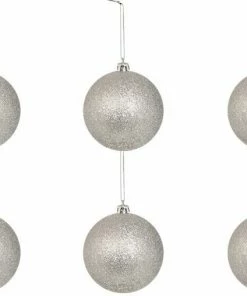 Χριστουγεννιατικη Μπαλα 6Αρα Γκλιτερ Ασημί Σετ 6 (53131-3)