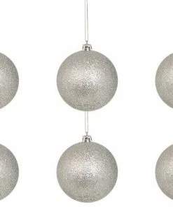 Χριστουγεννιατικη Μπαλα 8Αρα Γκλιτερ Ασημί Σετ 6 (53135-3)