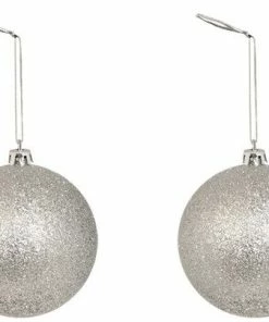 Χριστουγεννιατικη Μπαλα 10Αρα Γκλιτερ Ασημί Σετ 2 (53136-3)