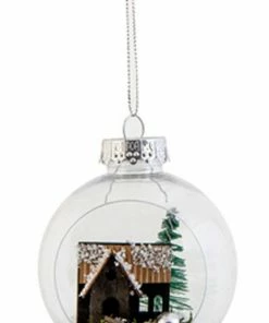 Christakopoulos Χριστουγεννιάτικη Μπάλα 8αρα Διάφανη Ξύλινο Σπιτάκι 2 Σχεδίων (53170)