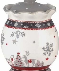 Χριστουγεννιάτικη Κεραμική Μπισκοτιέρα 12 εκ. 2 Χρώματα (04.YM17195-3)