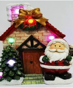 Χριστουγεννιάτικο Φωτειζόμενο Κεραμικό Διακοσμητικό Σπίτι Αγιου Βασίλη 41 εκ. (04.DFCY2014584)