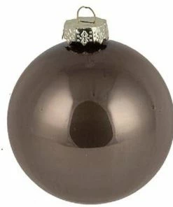 Χριστουγεννιάτικη Μπάλα 8αρα Γυάλινη Γυαλιστερή Καφέ (GLB-S8BR)