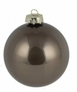Χριστουγεννιάτικη Μπάλα Γυάλινη Γυαλιστερή Καφέ 10 εκ. (GLB-S10BR)